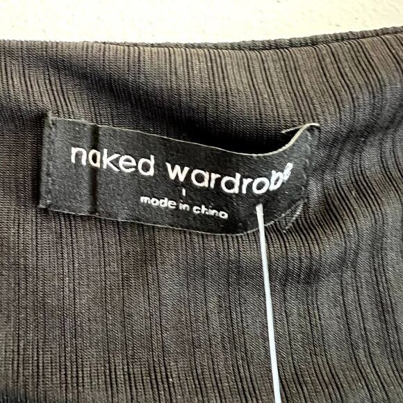 Naked Wardrobe open cropped top Women XS Black NEW coquette Open Front GIFT - Picture 4 of 8